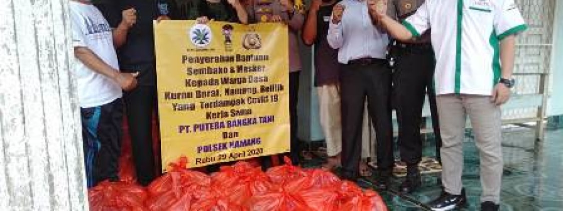 Kerjasama PT. Putra Bangka Tani, Polsek Namang Serahkan Bantuan Sembako Ke Desa Namang dan Belilik