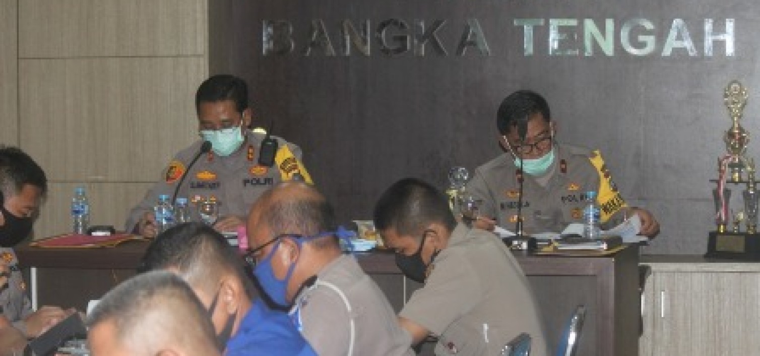 Kapolres Bangka tengah Ikuti Raker TW 1 Polda kep. Babel Dengan Video Converence