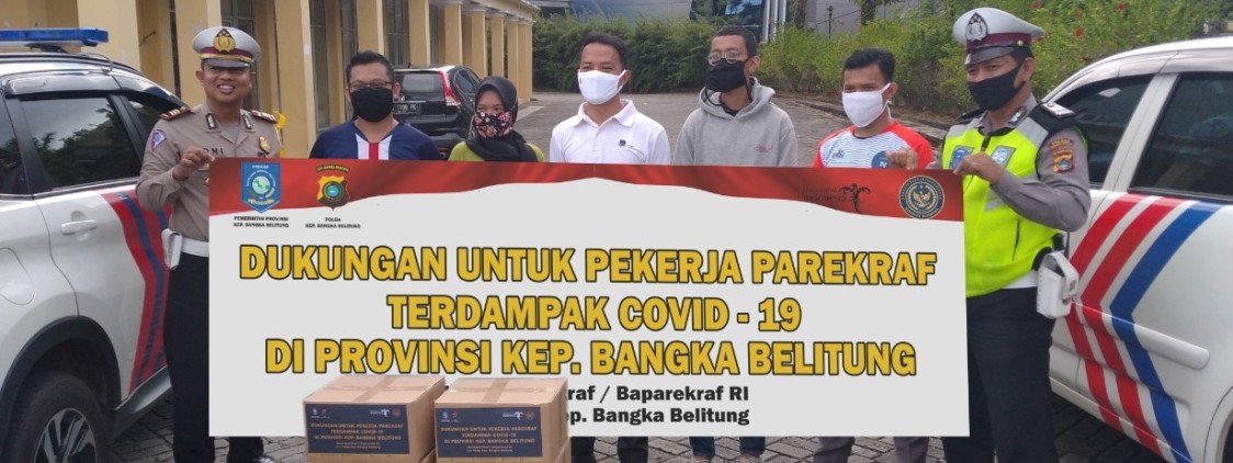 Sat Lantas Polres Bangka tengah salurkan 36 paket sembako dari Kementerian Pariwisata dan Ekonomi Kreatif