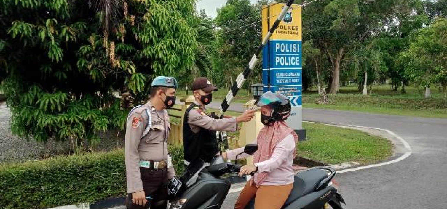 Masuk Mako Polres Bangka tengah, Wajib Kenakan Masker