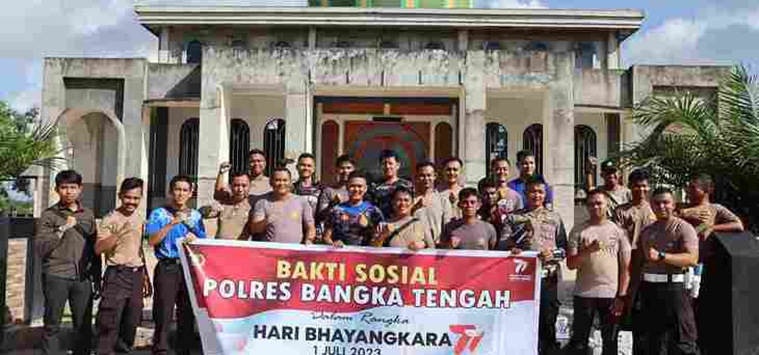 Menyambut Hari Bhayangkara ke 77 Polres Bangka Tengah gelar bakti sosial ditempat ibadah secara serentak.