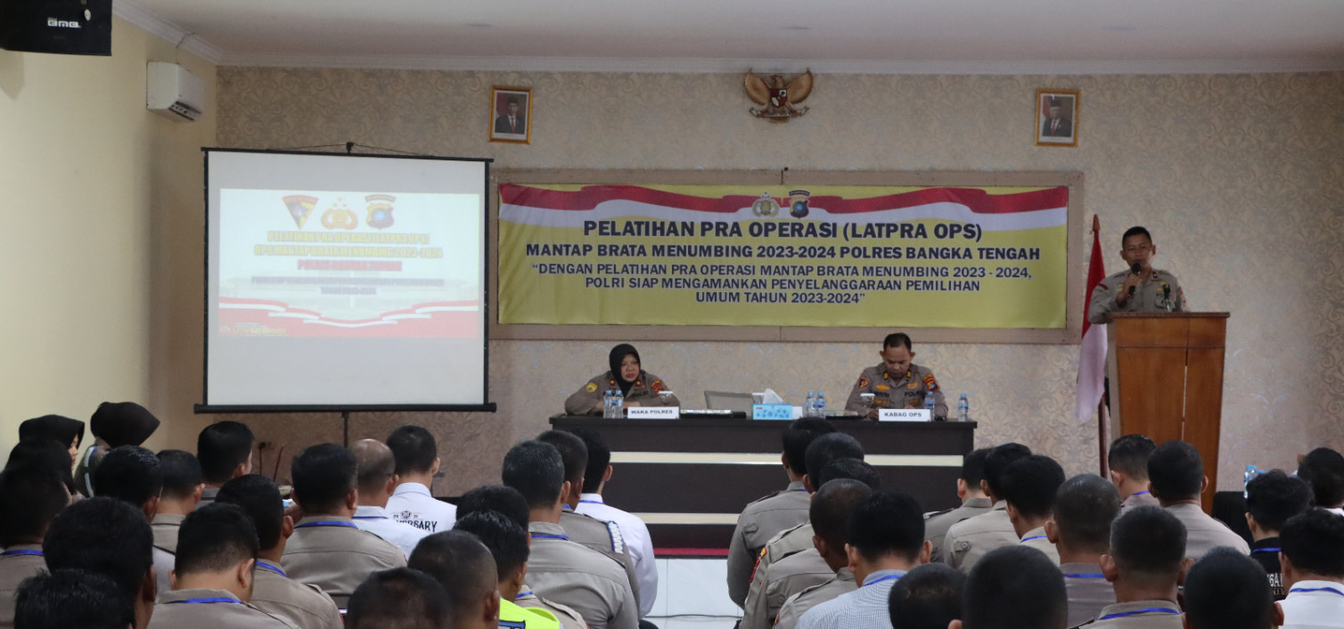Pelaksanaan Pemilu serentak didepan mata Polres Bateng gelar latihan pra operasi mantap Brata tahun 2024.