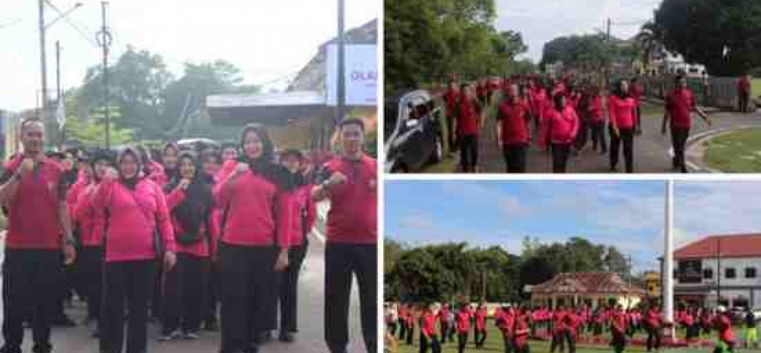 POLRES BANGKA TENGAH SAMBUT HKGB KE 72, GELAR OLAHRAGA BERSAMA