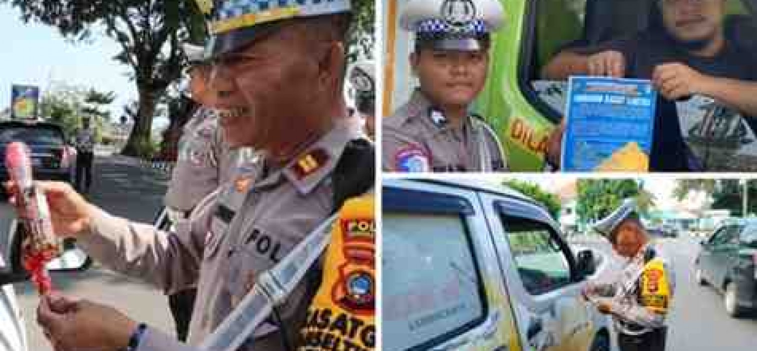 Gelar Operasi Zebra di Bangka Tengah,Polisi Berikan Hadiah Kepada Pengguna Yang Tertib Berlalu Lintas