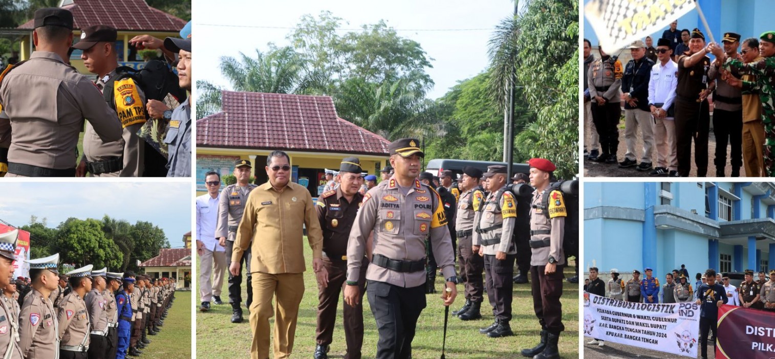 Kapolres Bangka Tengah Pimpin Apel Pergeseran Pasukan PAM Pilkada 2024 dan Pelepasan Distribusi Kotak Suara