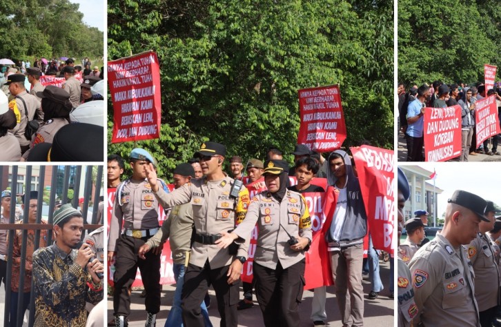 Gabungan Personel Polres Bangka Tengah Amankan Aksi Unjuk Rasa Damai di Kantor Pengadilan Negeri