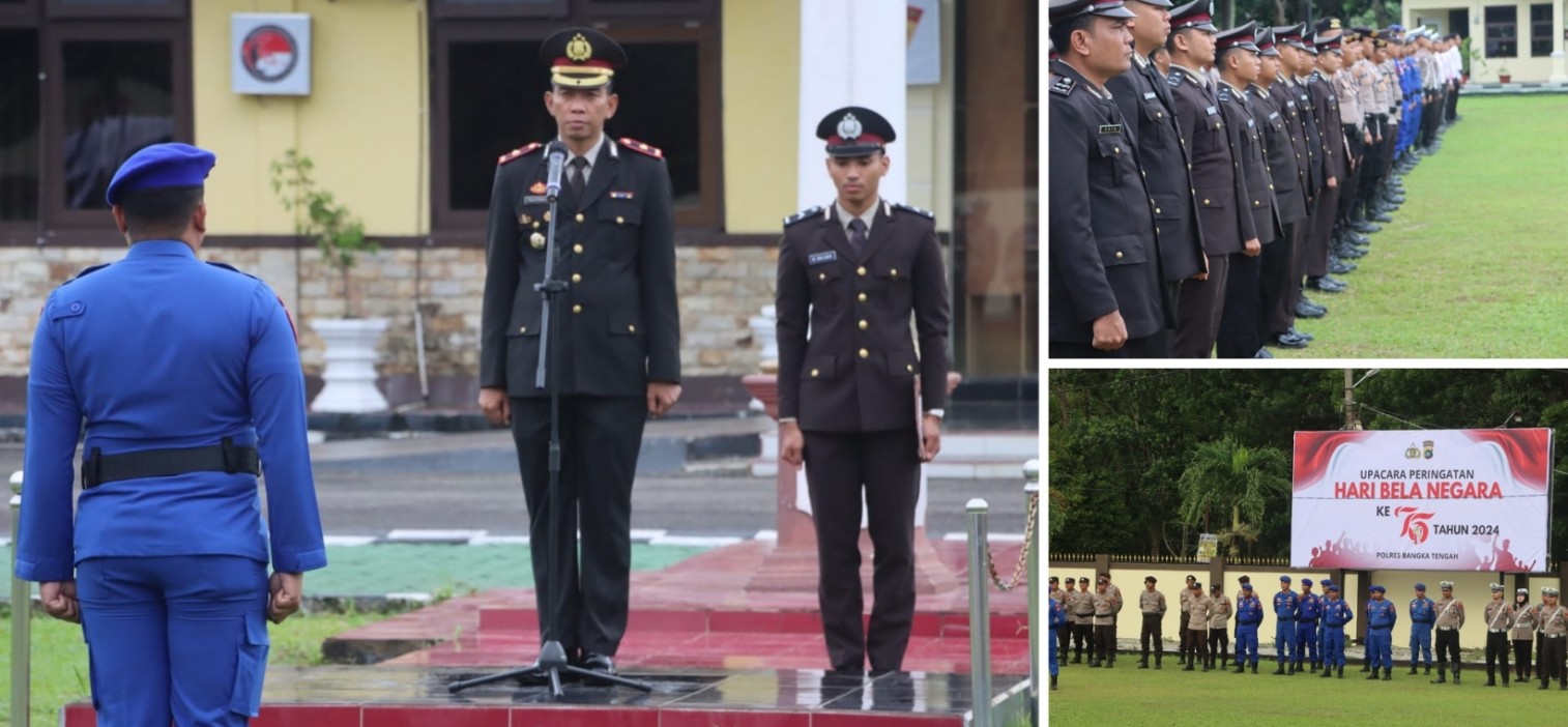 POLRES BANGKA TENGAH GELAR UPACARA PERINGATAN HARI BELA NEGARA KE-76