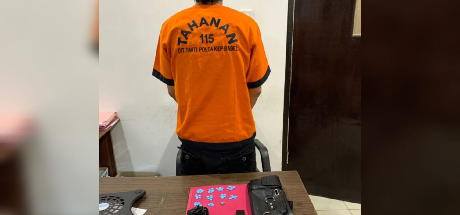 Pria Di Pangkalpinang Ditangkap Ditresnarkoba Polda Babel, Miliki Sabu 0.30 Gram Dan Ekstasi 51 Butir