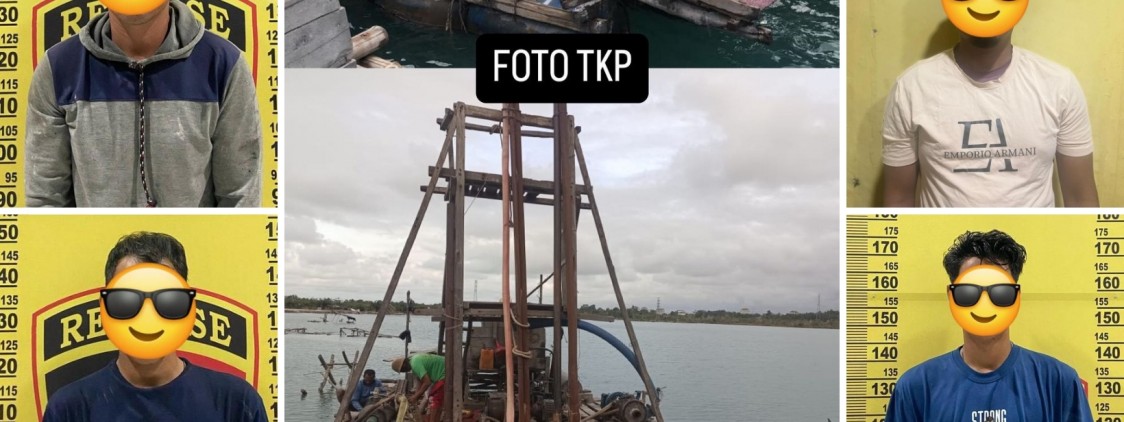 SAT RESKRIM POLRES BANGKA TENGAH BEKUK PENAMBANG ILEGAL DI WIUP PT TIMAH