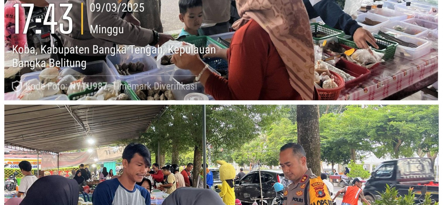 Kapolres Bangka Tengah Patroli Pasar Ramadhan dan Bagikan Bansos ke Panti Asuhan