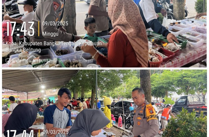 Kapolres Bangka Tengah Patroli Pasar Ramadhan dan Bagikan Bansos ke Panti Asuhan