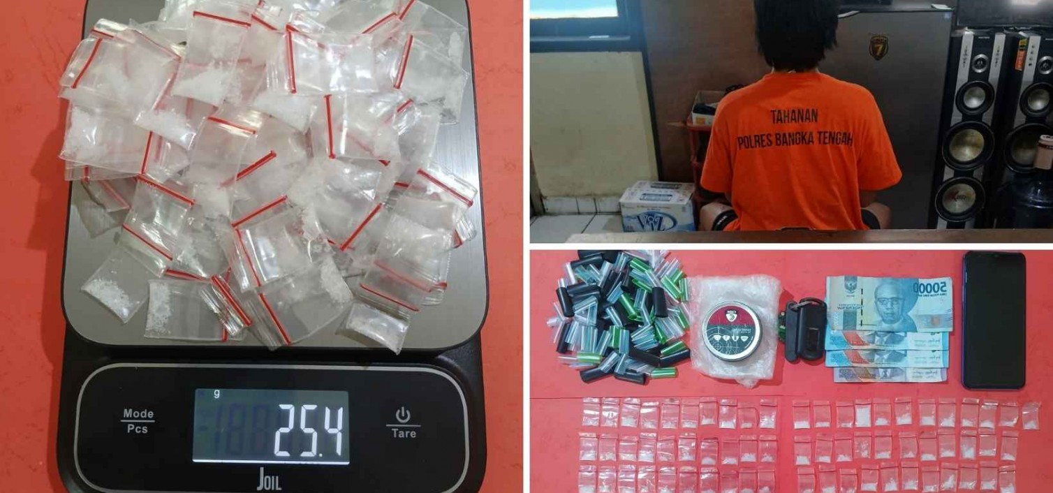 Polres Bangka Tengah Kembali Ungkap Kasus Narkotika, 25,4 gram Paket Sabu Diamankan