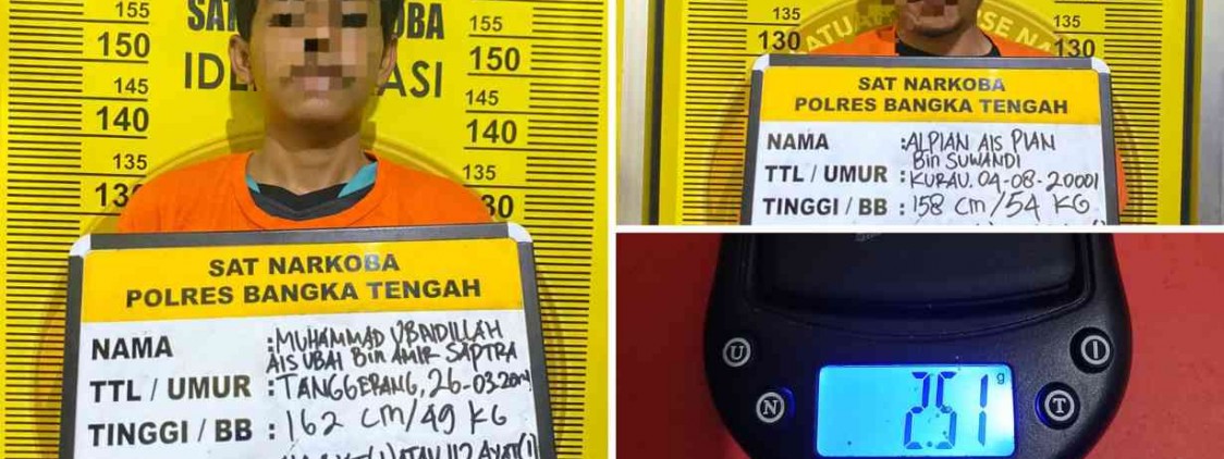 Satresnarkoba Polres Bangka Tengah Amankan Dua Pelaku Narkotika di Desa Kurau