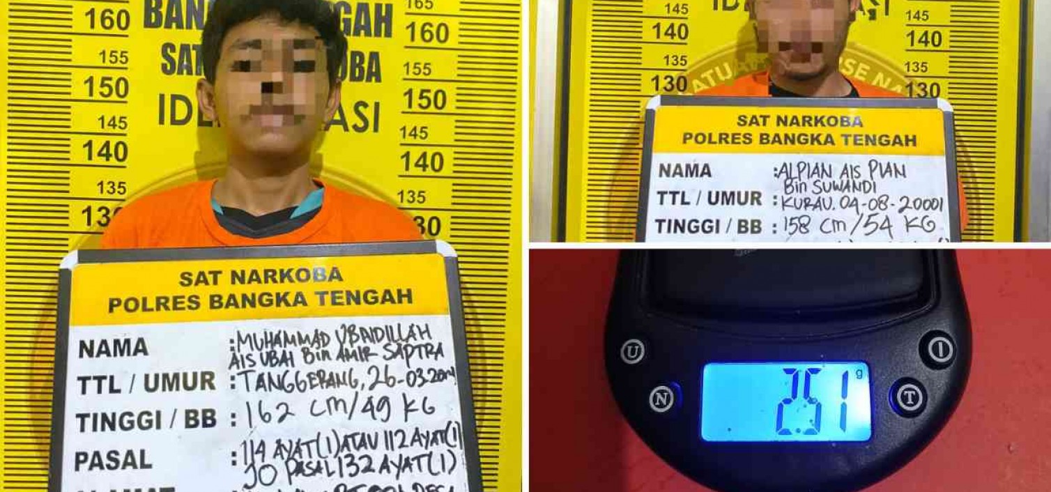 Satresnarkoba Polres Bangka Tengah Amankan Dua Pelaku Narkotika di Desa Kurau