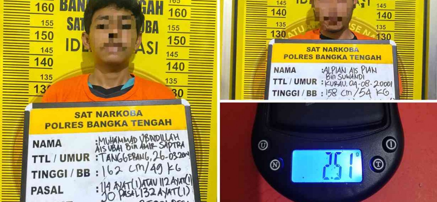 Satresnarkoba Polres Bangka Tengah Amankan Dua Pelaku Narkotika di Desa Kurau