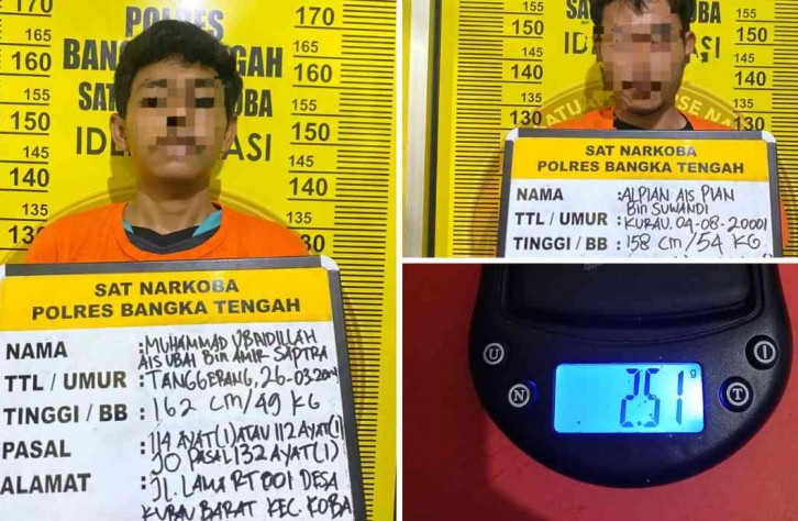 Satresnarkoba Polres Bangka Tengah Amankan Dua Pelaku Narkotika di Desa Kurau