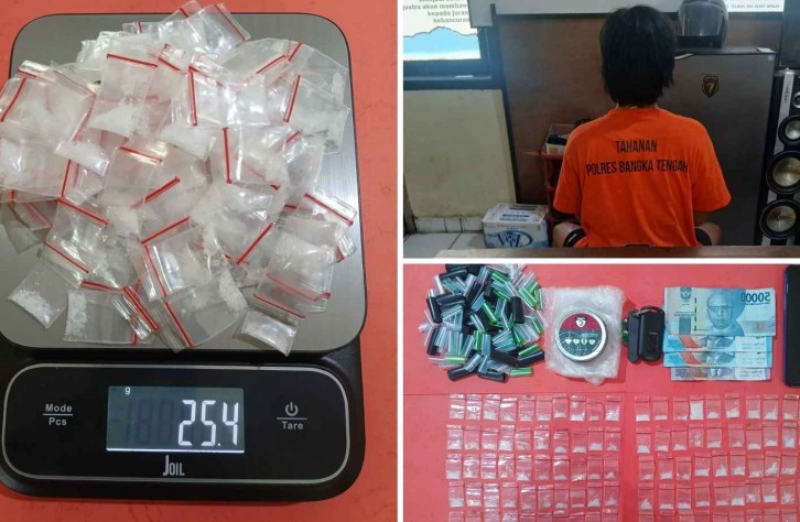 Polres Bangka Tengah Kembali Ungkap Kasus Narkotika, 25,4 gram Paket Sabu Diamankan