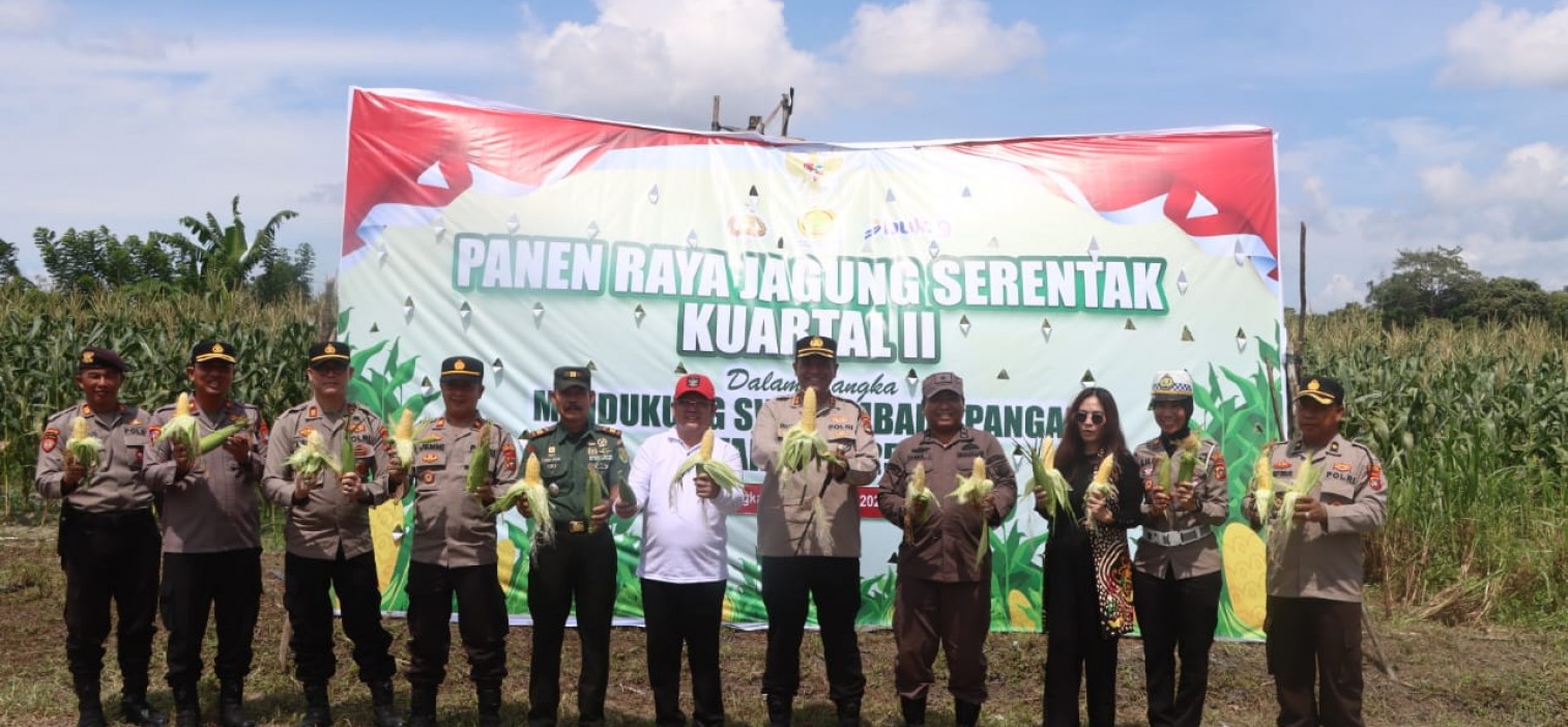 Polres Bangka Tengah Gelar “Panen Raya Jagung Serentak Kuartal II Tahun 2025” Bersama Forkopimda dan Presiden RI Secara Virtual