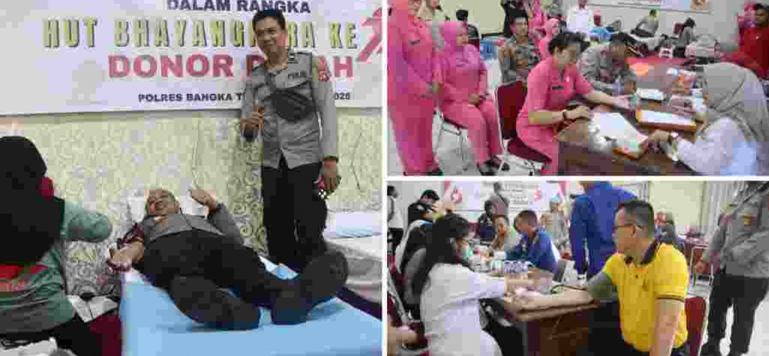 Polres Bangka Tengah Gelar Bakti Kesehatan Donor Darah Sambut HUT Bhayangkara ke-79