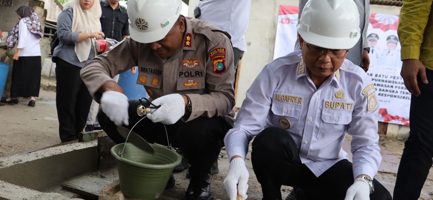 Kapolres Bangka Tengah Hadiri Peletakan Batu Pertama Pembangunan Rumah Layak Huni Bagi Purnawirawan