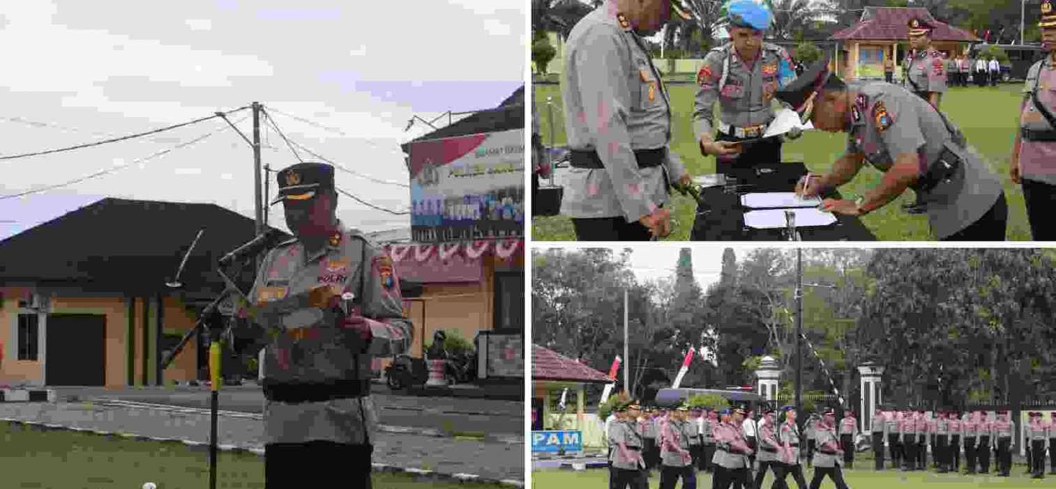Polres Bangka Tengah Gelar Upacara Serah Terima Jabatan Sejumlah Pejabat Utama