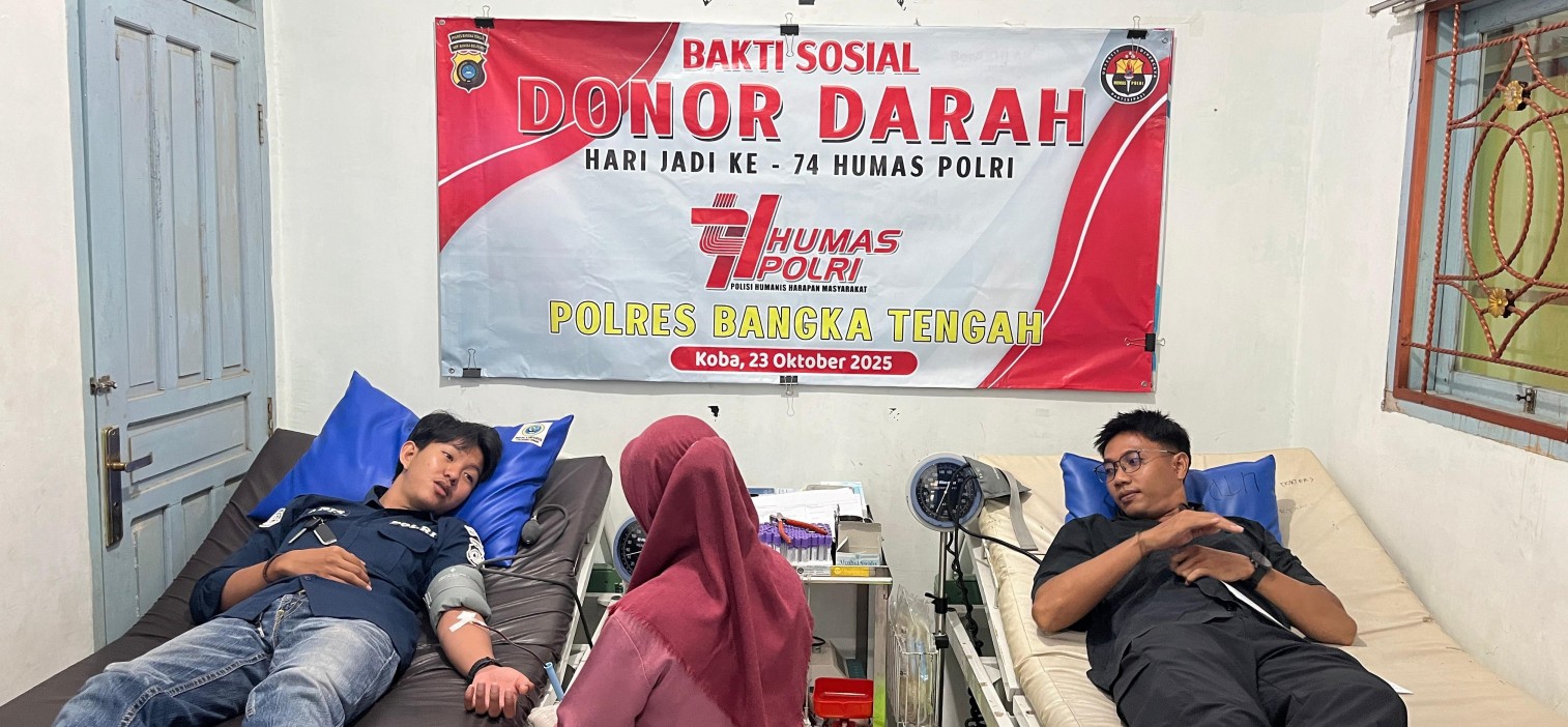 POLRES BANGKA TENGAH GELAR DONOR DARAH DALAM RANGKA HUT HUMAS POLRI KE-74