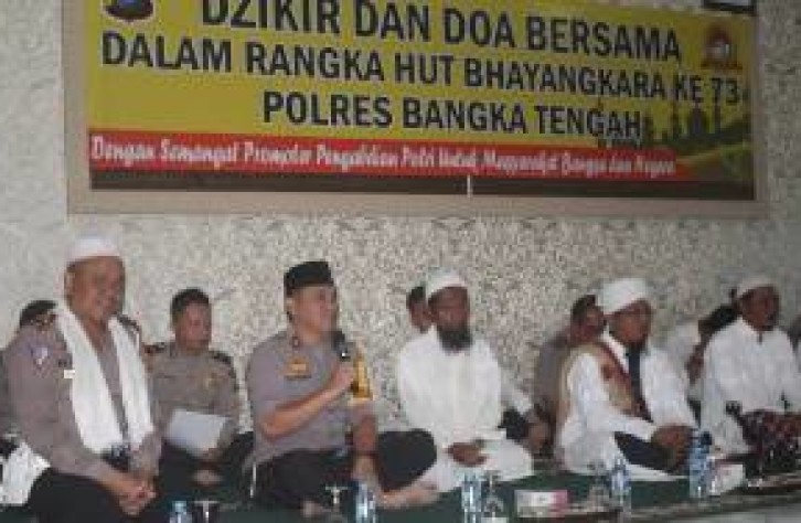 Hut Bhayangkara Polres Bangka tengah Gelar Dzikir Dan Doa Bersama Majelis Az Zikra