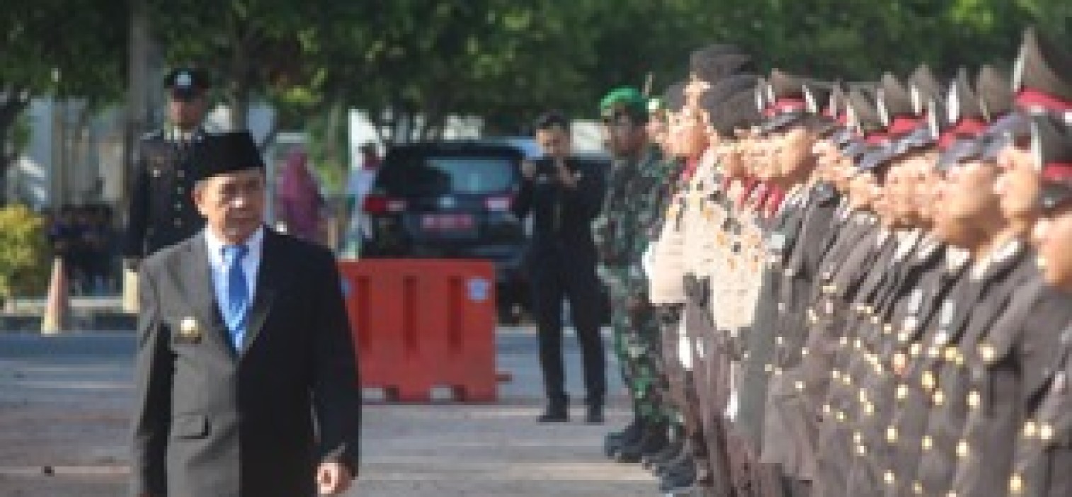 Upacara Hari Bhayangkara Ke 73 Polres Bangka tengah Gelar Pasukan di Pusat Masyarakat Koba