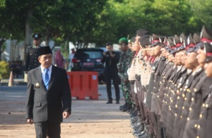 Upacara Hari Bhayangkara Ke 73 Polres Bangka tengah Gelar Pasukan di Pusat Masyarakat Koba