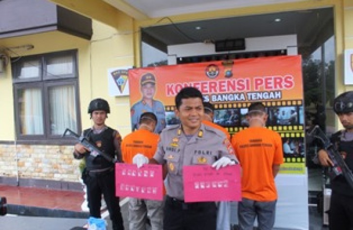Polres Bangka tengah Tangkap Pengedar Sabu-sabu Di kalangan Pekerja Tambang