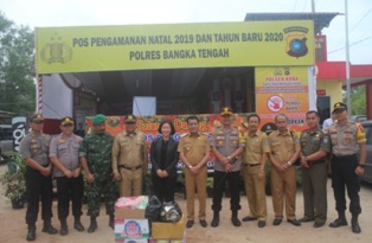 Kapolres Bersama Wakil Bupati dan Ketua DPRD Bangka tengah Pantau Kesiapan Pos Pengamanan Natura