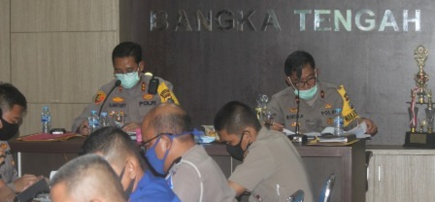 Kapolres Bangka tengah Ikuti Raker TW 1 Polda kep. Babel Dengan Video Converence