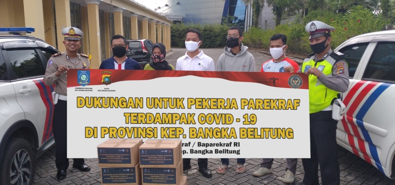 Sat Lantas Polres Bangka tengah salurkan 36 paket sembako dari Kementerian Pariwisata dan Ekonomi Kreatif