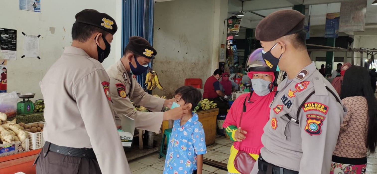Cegah covid-19, polres Bangka tengah bersama TNI dan Pol PP gelar Ops Yustisi