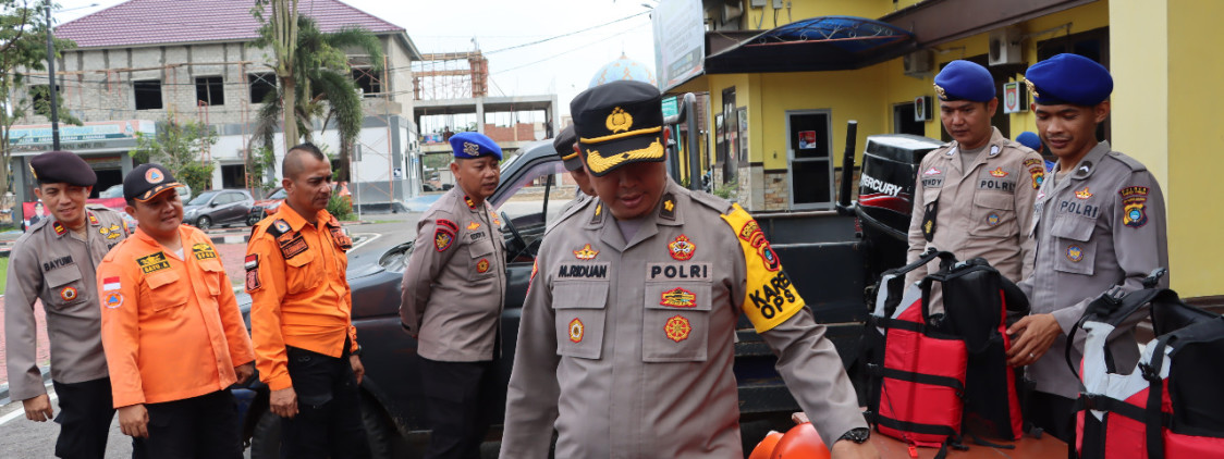 Antisipasi bencana alam, Polres Bangka Tengah serta BPBD Kab. Bangka Tengah apel pengecekan peralatan tanggap bencana