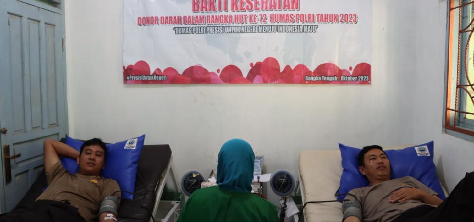 HUT Humas Polri ke 72 Polres Bangka Tengah gelar donor darah wujud bakti kesehatan.