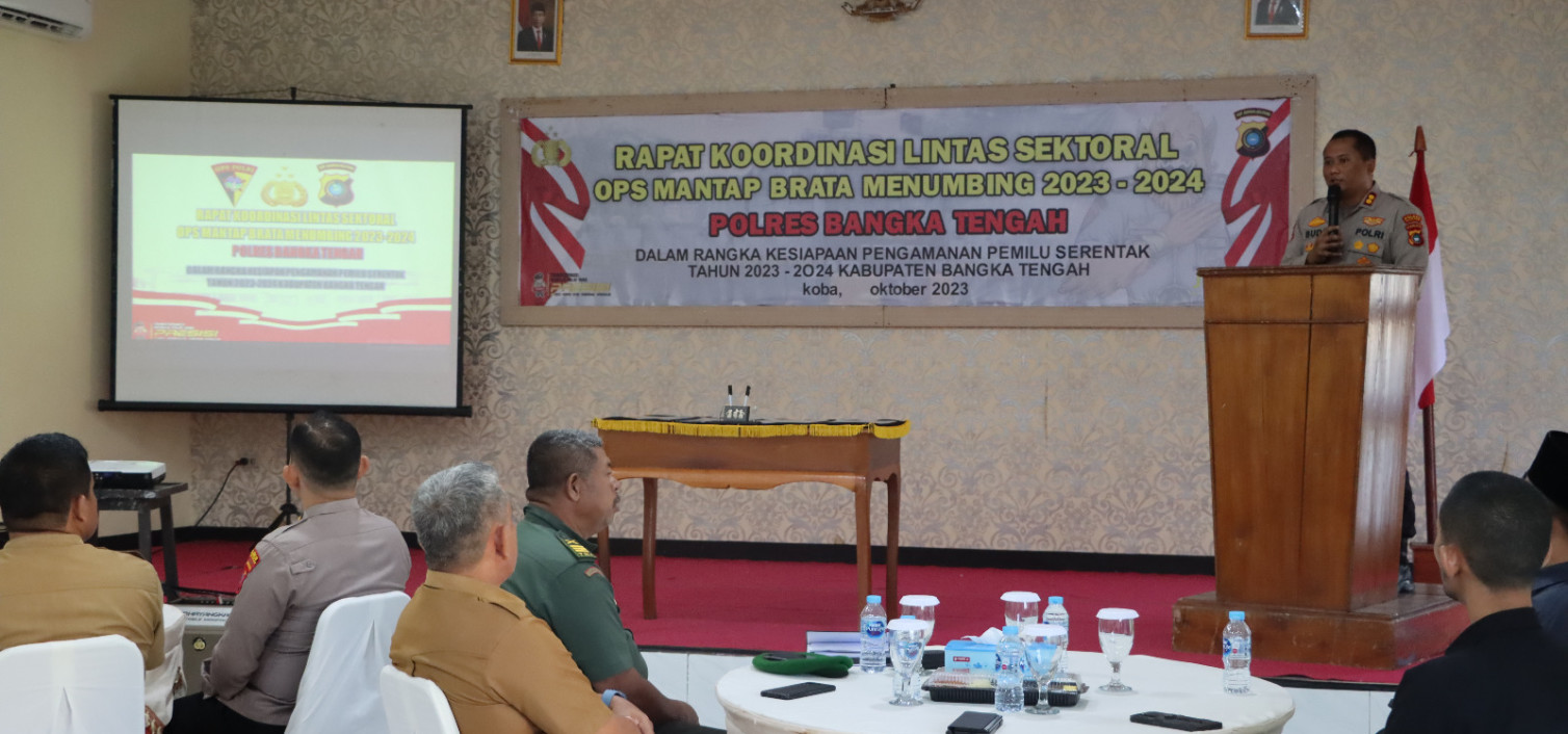 Jelang Pemilu serentak tahun 2024 mendatang Polres Bangka Tengah gelar rakor lintas sektoral.