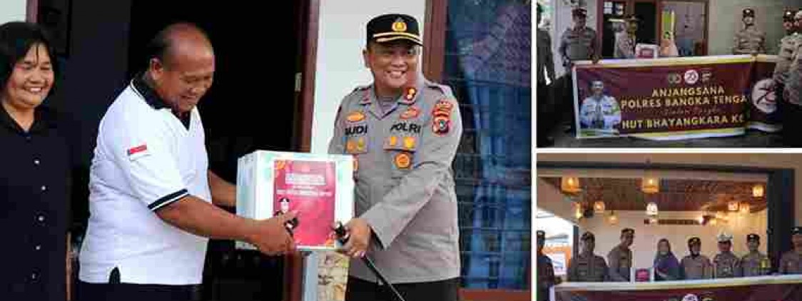 Hujan- Hujan tetap Sambut Hari Bhayangkara ke-78, Polres Bangka Tengah Gelar Anjangsana bersama Bhayangkari Peduli