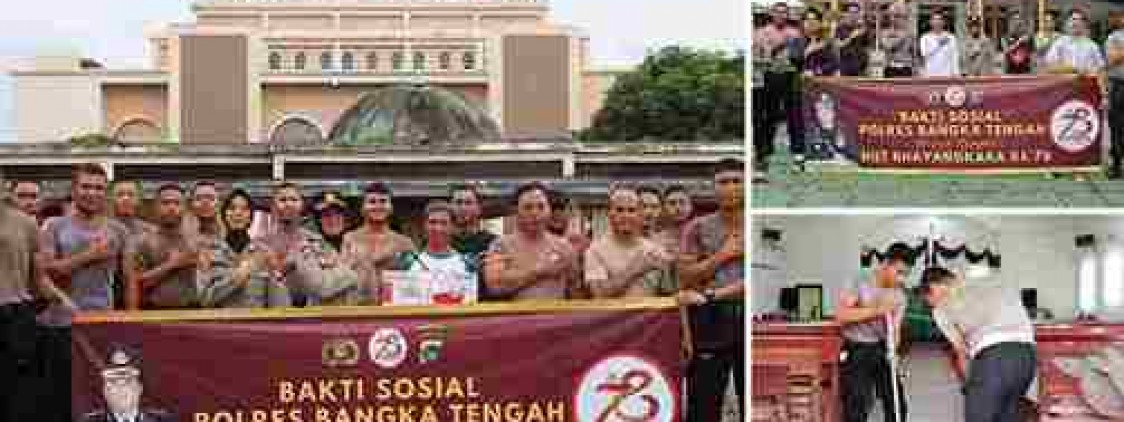 SAMBUT HUT BHAYANGKARA KE 78, POLRES BANGKA TENGAH BERIKAN BAKTI SOSIAL PADA MASYARAKAT