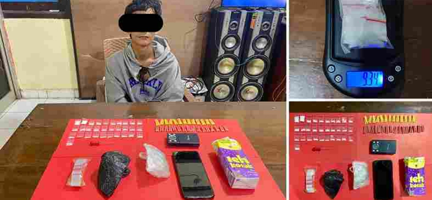SIMPAN SABU 9,39 GRAM DI PONDOK KEBUN, PEMUDA 20 TAHUN DI AMANKAN POLISI