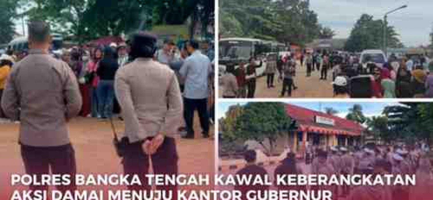 POLRES BANGKA TENGAH KAWAL KEBERANGKATAN UNRAS MENUJU KANTOR GUBERNUR