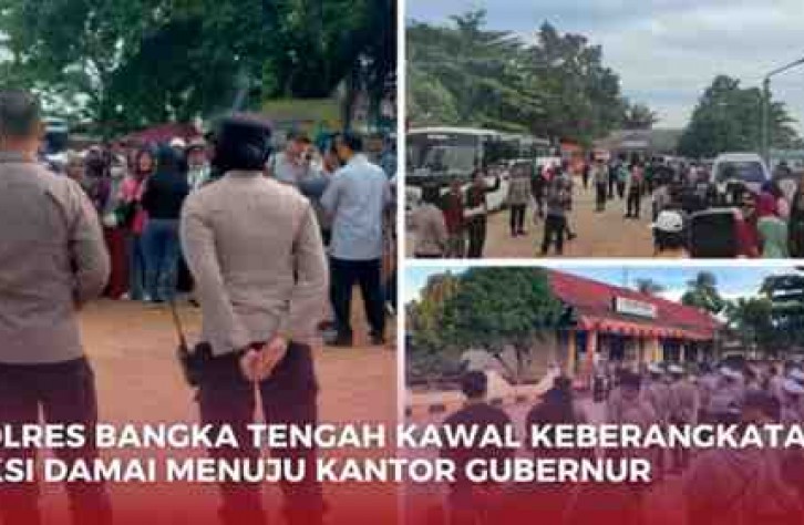 POLRES BANGKA TENGAH KAWAL KEBERANGKATAN UNRAS MENUJU KANTOR GUBERNUR