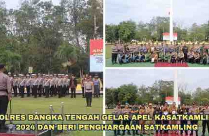 POLRES BANGKA TENGAH GELAR APEL KASATKAMLING 2024 DAN BERI PENGHARGAAN SATKAMLING