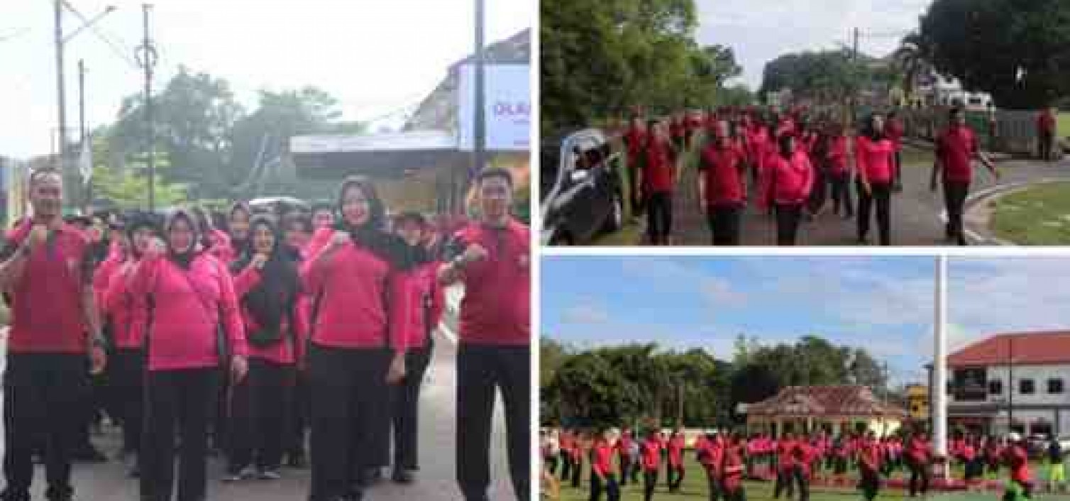 POLRES BANGKA TENGAH SAMBUT HKGB KE 72, GELAR OLAHRAGA BERSAMA