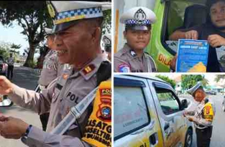 Gelar Operasi Zebra di Bangka Tengah,Polisi Berikan Hadiah Kepada Pengguna Yang Tertib Berlalu Lintas