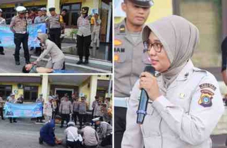 Satlantas dan Dokkes Polres Bangka Tengah Gelar Himbauan Keselamatan dan Pelatihan P3K