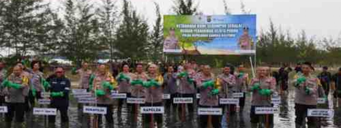 Polda Babel Dan Jajaran Galakkan Ketahanan Bumi Penanaman Sejuta Pohon, Tanam 10.500 Bibit Dilahan Seluas 23,5 Hektar