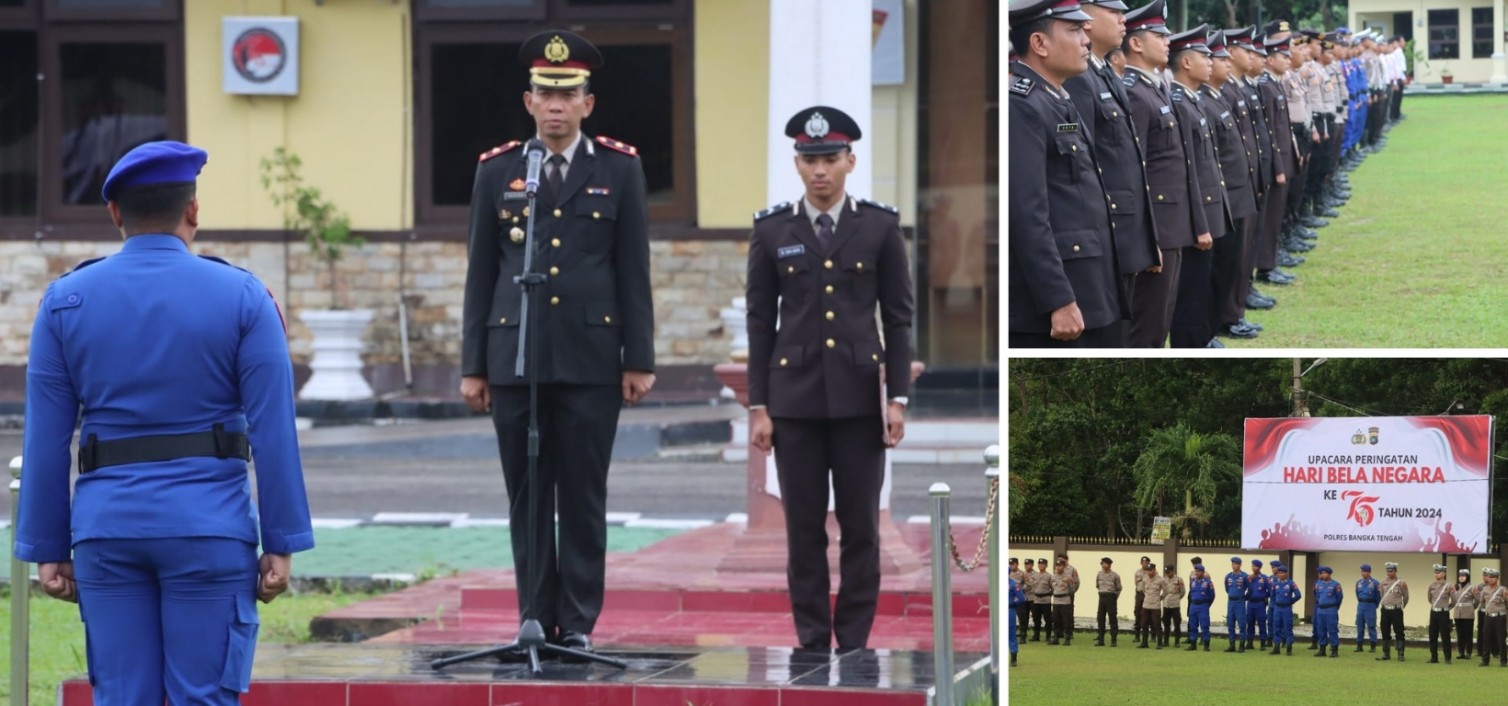 POLRES BANGKA TENGAH GELAR UPACARA PERINGATAN HARI BELA NEGARA KE-76