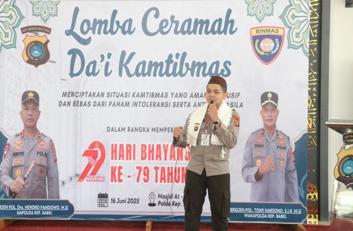 Momentum Hari Bhayangkara Ke 79, Polda Babel Gelar Lomba Ceramah Da’i Kamtibmas Antar Personel