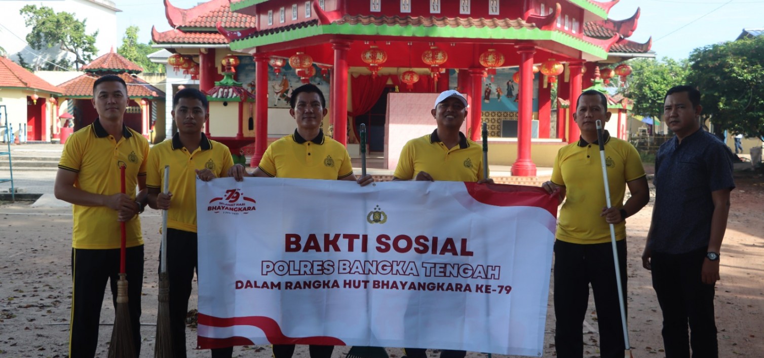 Polres Bangka Tengah Gelar Bakti Sosial di Tempat Ibadah Sambut HUT Bhayangkara ke-79